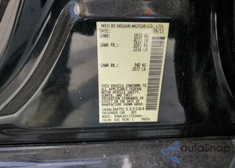 2013 Nissan Altima 2.5 from USA, damaged, VIN 1N4AL3AP7EC133584